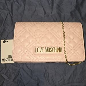 Love Moschino Pink and Gold Quilted Cross Body
